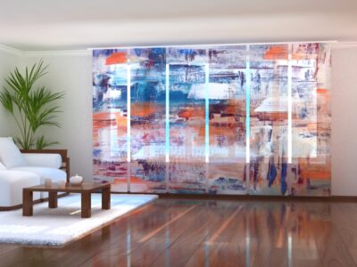 Schiebegardine (Flächenvorhang) 6 tlg. Orange and Blue Abstract Painting