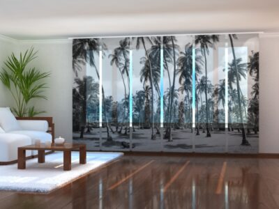 Schiebegardine (Flächenvorhang) 6 tlg. Palm-Trees-in-Black-and-White