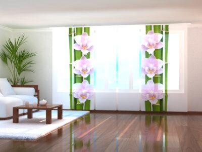 Schiebegardine (Flächenvorhang) 6 tlg.  Pink Orchids and Bamboo