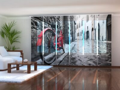 Schiebegardine (Flächenvorhang) 6 tlg. Red Bike in Black and White City