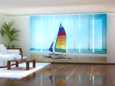 Schiebegardine (Flächenvorhang) 6 tlg. Sailboat-on-Tropical-Beach