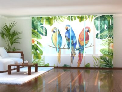 Schiebegardine (Flächenvorhang) 6 tlg. Watercolor Plants and Parrots