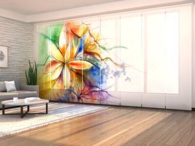 Flächenvorhang (Schiebegardine) 8 tlg. Abstract Floral Watercolor Painting at Canvas