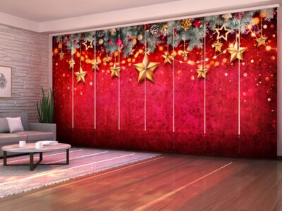 Flächenvorhang (Schiebegardine) 8 tlg. Christmas Fir Garland with Stars