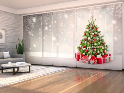 Flächenvorhang (Schiebegardine) 8 tlg. Christmas Tree in Silver and Red