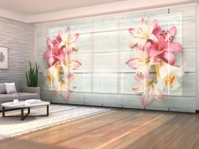 Flächenvorhang (Schiebegardine) 8 tlg. Colorful-Lilies-on-Wood