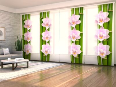 Flächenvorhang (Schiebegardine) 8 tlg. Pink Orchids and Bamboo