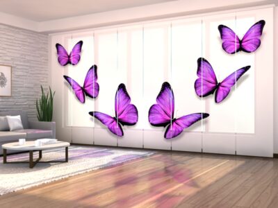 Flächenvorhang (Schiebegardine) 8 tlg. Purple Butterflies