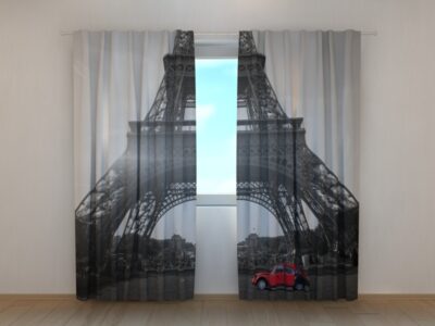Fotovorhang Retro Car and Eiffel Tower