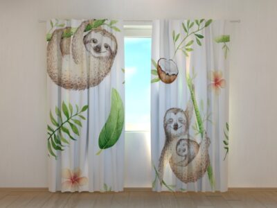 Fotovorhang Watercolor Cute Sloths