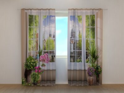 Fotovorhang Window with flowers